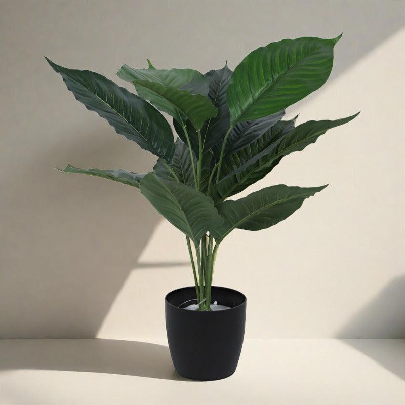 Artificial Plants - Faux Green Taro Plant With Pot - 2.13 ft