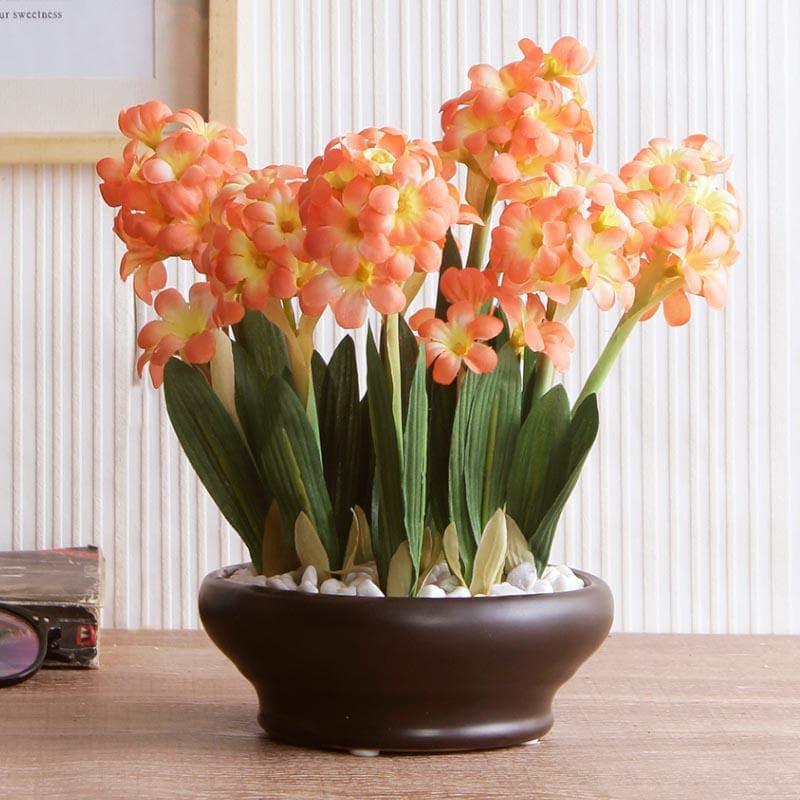 Buy Faux Hyacinth Bonsai In Ceramic Pot (26 cms) - Peach Artificial Plants from Vaaree