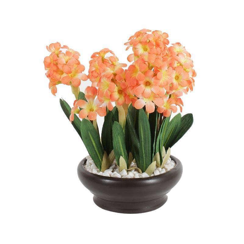 Artificial Plants - Faux Hyacinth Bonsai In Ceramic Pot (26 cms) - Peach