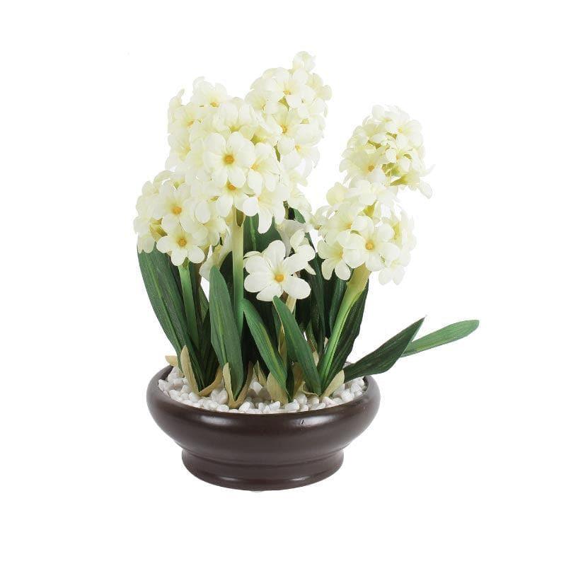 Buy Faux Hyacinth Bonsai In Ceramic Pot (26 cms) - White Artificial Plants from Vaaree