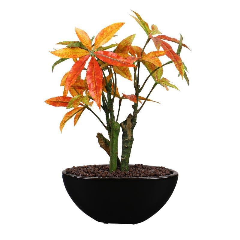 Artificial Plants - Faux Japanese Maple Bonsai In Bowl Pot - 32 cms