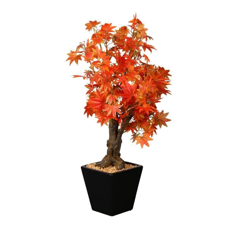 Artificial Plants - Faux Maple Bonsai In Cone Pot (2.2 ft) - Red