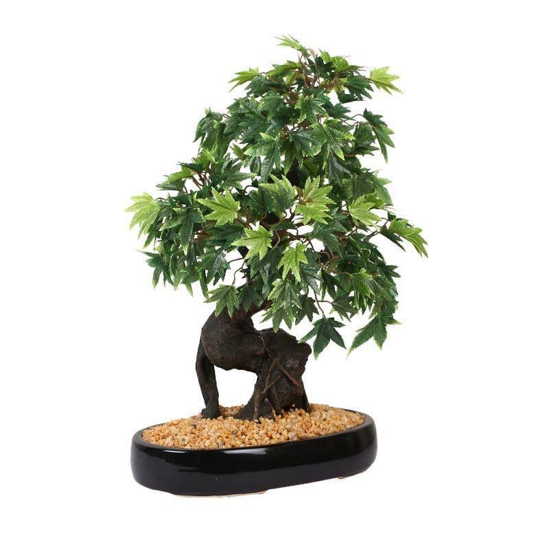 Artificial Plants - Faux Maple Bonsai In Tray Pot (41 cms) - Green