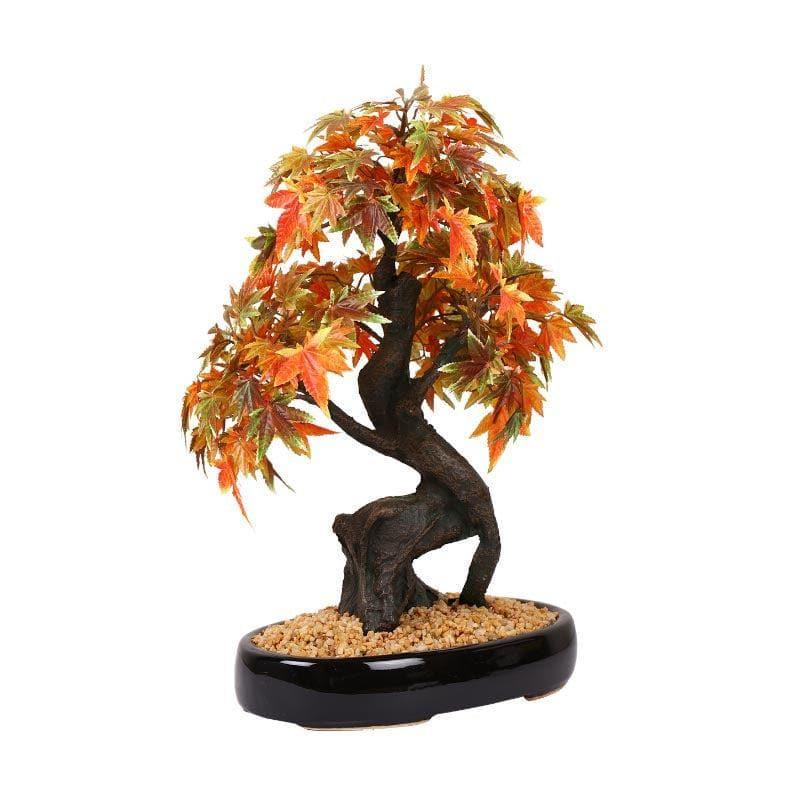 Buy Faux Maple Bonsai In Tray Pot (41 cms) - Orange Artificial Plants from Vaaree