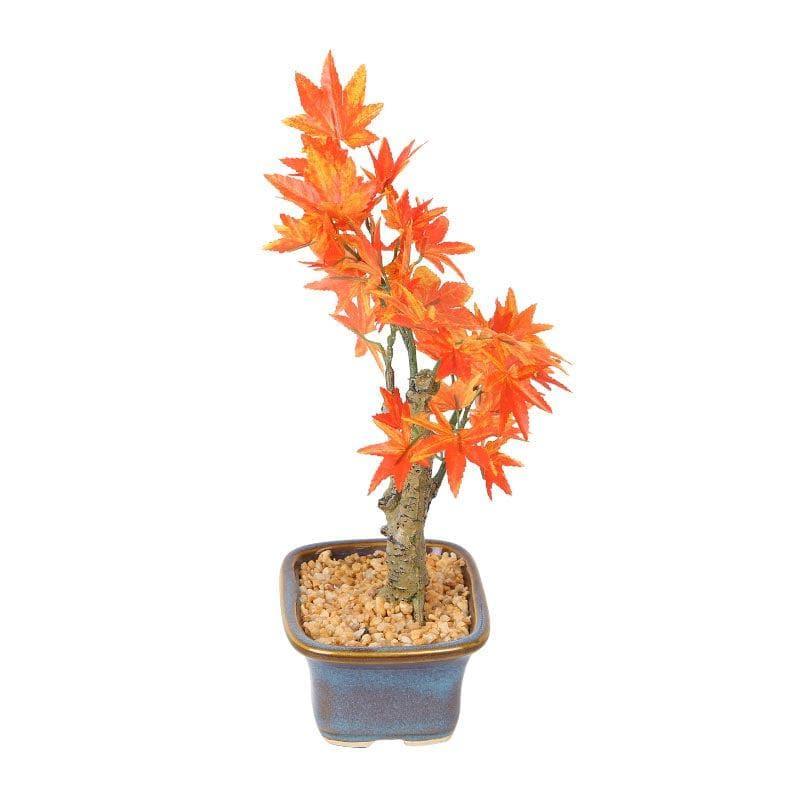 Artificial Plants - Faux Maple Bonsai In Tub Pot (23 cms) - Red