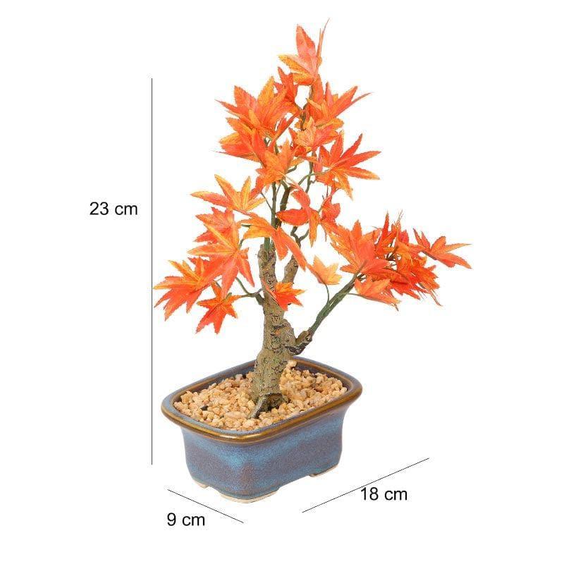 Artificial Plants - Faux Maple Bonsai In Tub Pot (23 cms) - Red