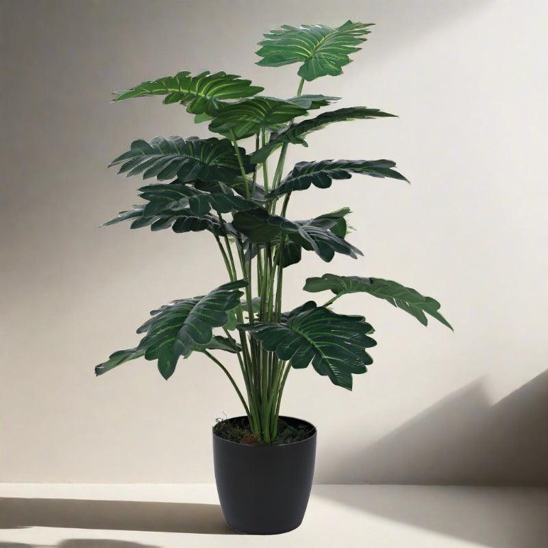 Artificial Plants - Faux Mini Philodendron Silk Plant With Pot - 2.13 ft