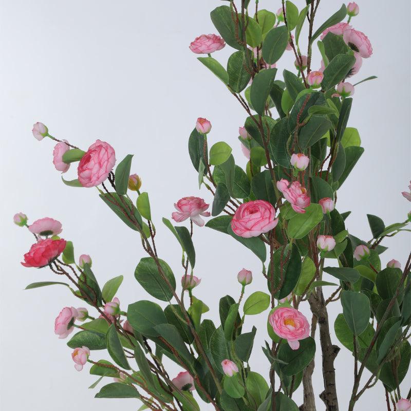 Artificial Plants - Faux Minio Camelia Rose Plant With Pot (3.94 ft) - Light Pink