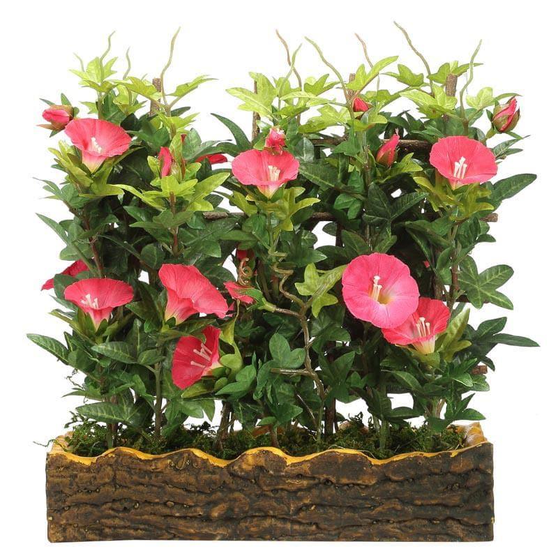 Buy Faux Morning Glory Bonsai In Rustic Pot (27 cms) - Pink Artificial Plants from Vaaree