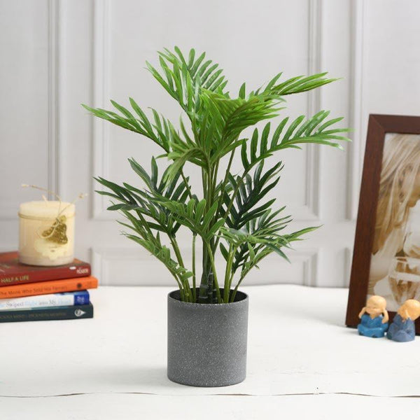 Artificial Plants - Faux Palm Bonsai In Cynlindrical Pot - 40 cms