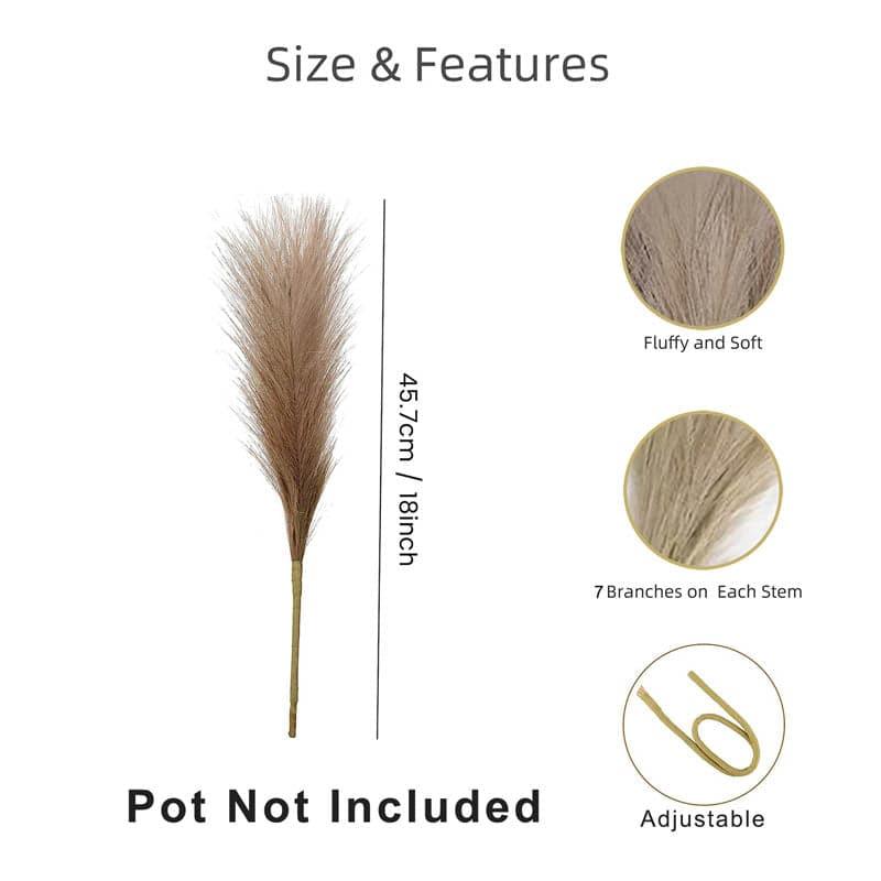 Artificial Plants - Faux Pampas Grass Sticks (45.7 cms) - Coffee