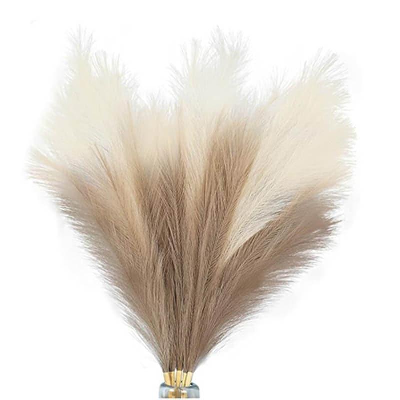 Buy (Coffee & White) Faux Pampas Grass Sticks (45.7 cms) - Set Of Six Artificial Flowers from Vaaree