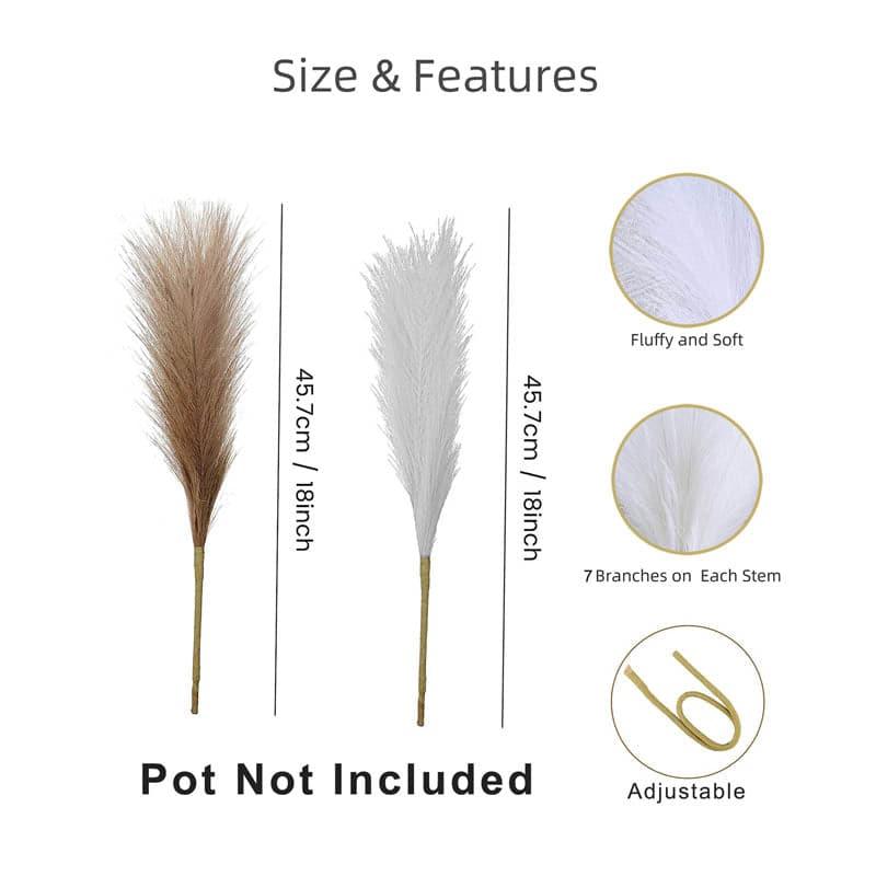 Artificial Plants - (Coffee & White) Faux Pampas Grass Sticks (45.7 cms) - Set Of Six