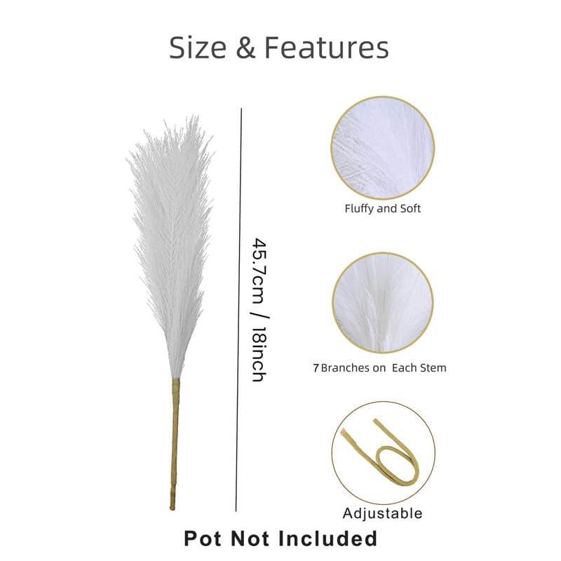 Artificial Plants - Faux Pampas Grass Sticks (45.7 cms) - White