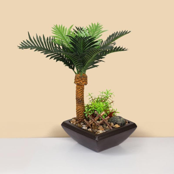 Artificial Plants - Faux Phoenix Bonsai In Ceramic Pot - 34 cms