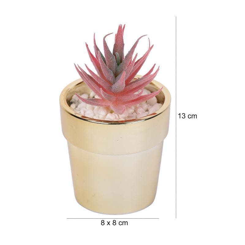 Artificial Plants - Faux Pink Agave In Ceramic Pot - 16.5 cms