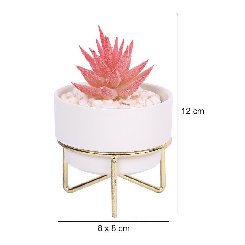 Buy Faux Pink Agave In Ceramic Pot With Stand - 12.5 cms Artificial Plants from Vaaree