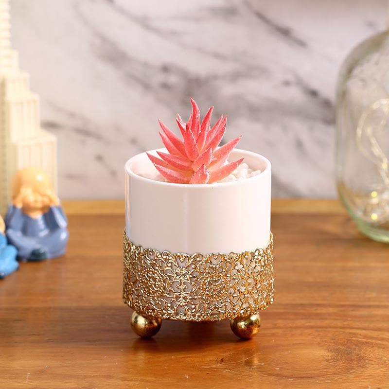 Artificial Plants - Faux Pink Agave In Decorative Pot - 12 cms