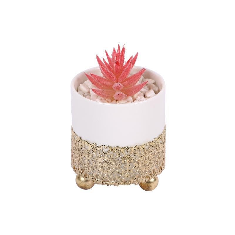 Artificial Plants - Faux Pink Agave In Decorative Pot - 12 cms