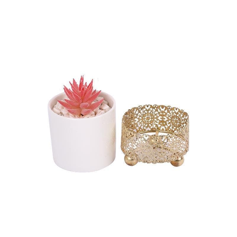 Buy Faux Pink Agave In Decorative Pot - 12 cms Artificial Plants from Vaaree