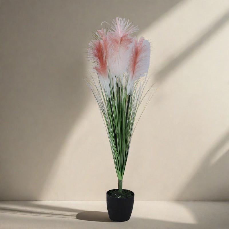 Artificial Plants - Faux Pink Grass With Pot - 2.95 ft