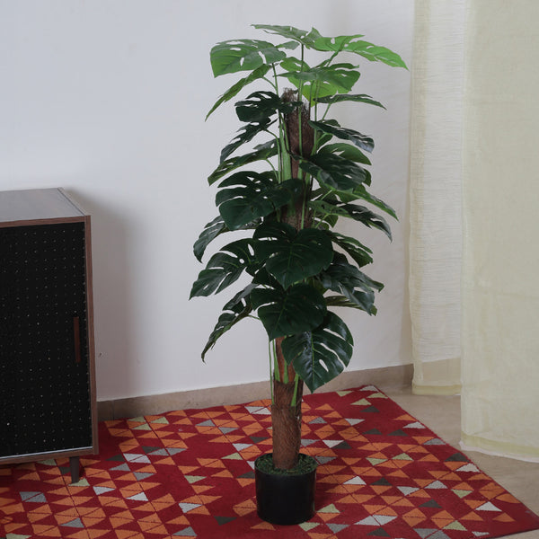 Artificial Plants - Faux Pola Monstera Plant With Pot - 2.95 ft