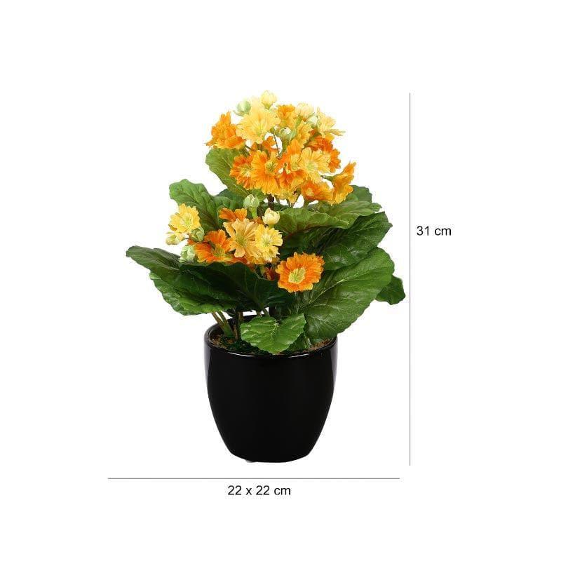 Artificial Plants - Faux Primula Bonsai In Ceramic Pot (30 cms) - Orange