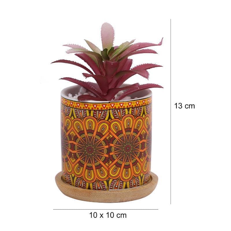 Artificial Plants - Faux Red Agave In Ethnic Pot - 12.5 cms