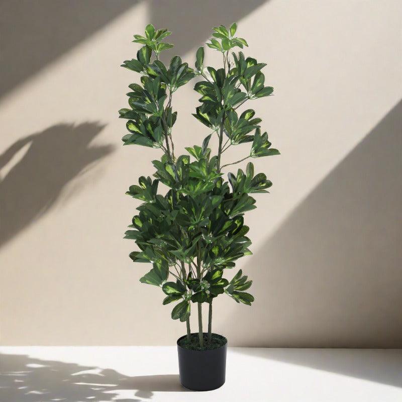 Artificial Plants - Faux Schefflera Plant With Pot (3.94 ft) - White