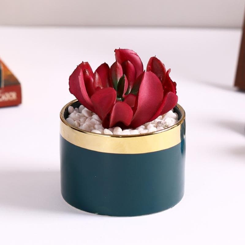 Buy Faux Sempervivum In Pot - 9.5 cms Artificial Plants from Vaaree