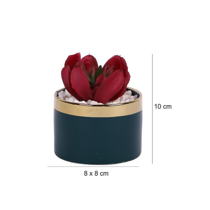 Buy Faux Sempervivum In Pot - 9.5 cms Artificial Plants from Vaaree