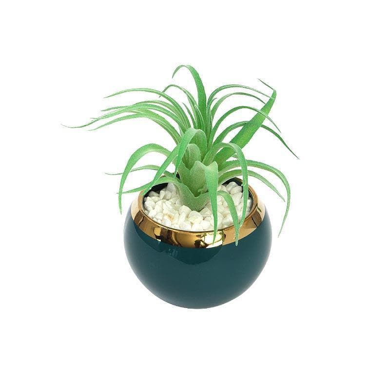 Buy Faux Succulent In Blue Round Pot With Stand - 15.5 cms Artificial Plants from Vaaree