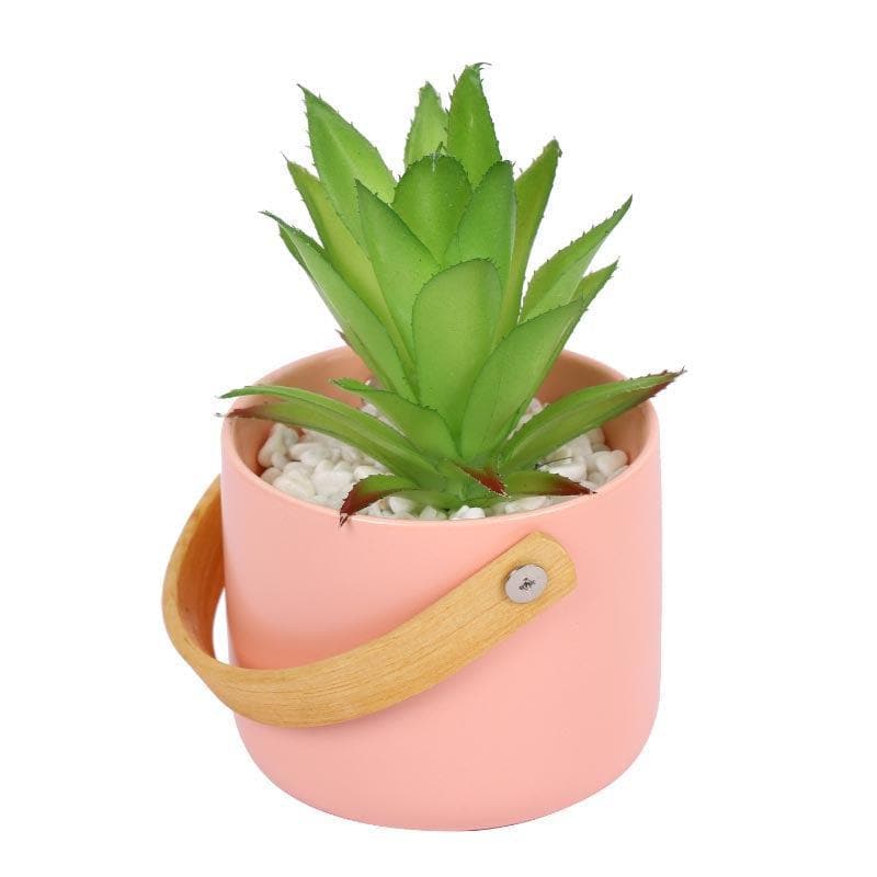 Artificial Plants - Faux Succulent In Bucket Pot (16.5 cms) - Pink