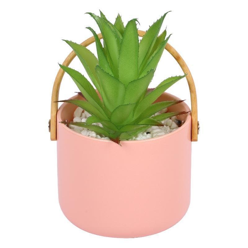 Buy Faux Succulent In Bucket Pot (16.5 cms) - Pink Artificial Plants from Vaaree