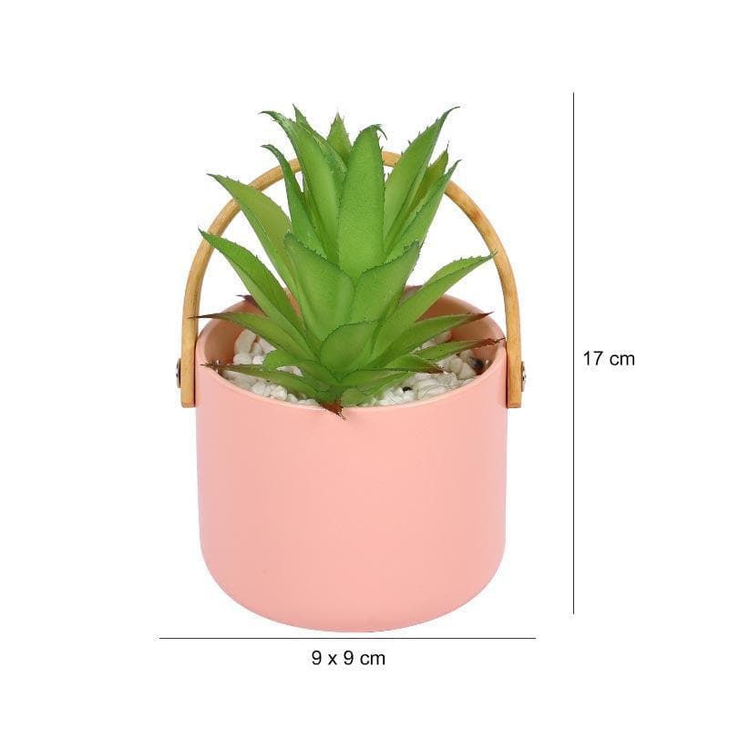 Buy Faux Succulent In Bucket Pot (16.5 cms) - Pink Artificial Plants from Vaaree