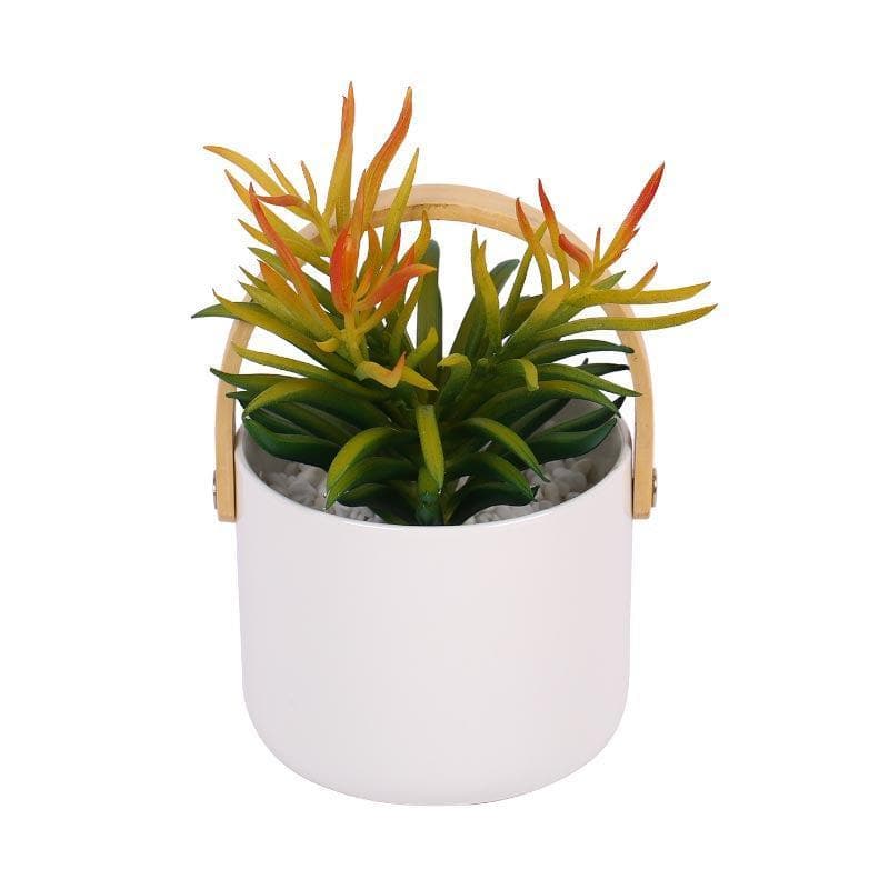 Artificial Plants - Faux Succulent In Bucket Pot (16.5 cms) - White