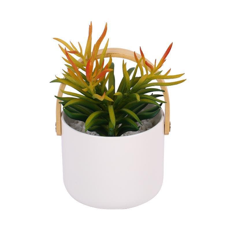 Buy Faux Succulent In Bucket Pot (16.5 cms) - White Artificial Plants from Vaaree