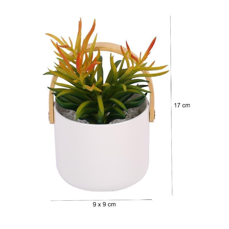 Buy Faux Succulent In Bucket Pot (16.5 cms) - White Artificial Plants from Vaaree