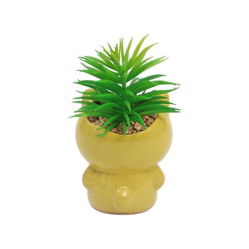 Buy Faux Succulent In Cat Face Pot - 14.5 cms Artificial Plants from Vaaree