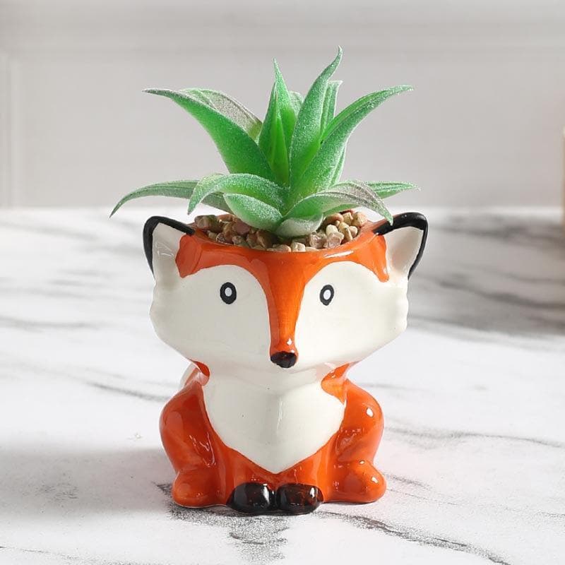 Buy Faux Succulent In Vixen Face Pot - 16 cms Artificial Plants from Vaaree