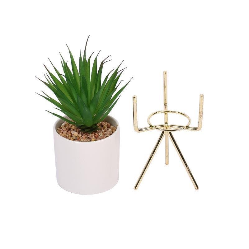 Buy Faux Succulent Leaf In White Pot With Tripod - 24 cms Artificial Plants from Vaaree