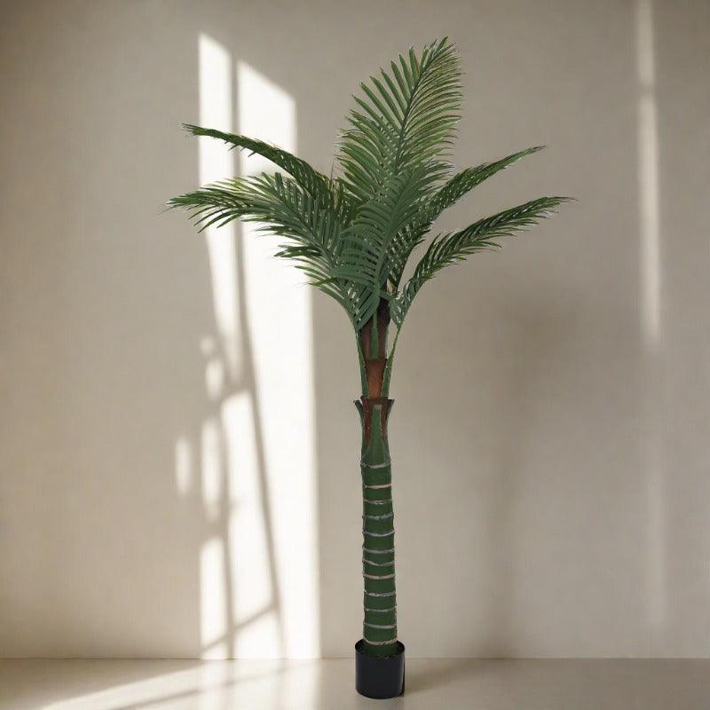 Artificial Plants - Faux Tall Feather Palm Plant With Pot - 6.56 ft