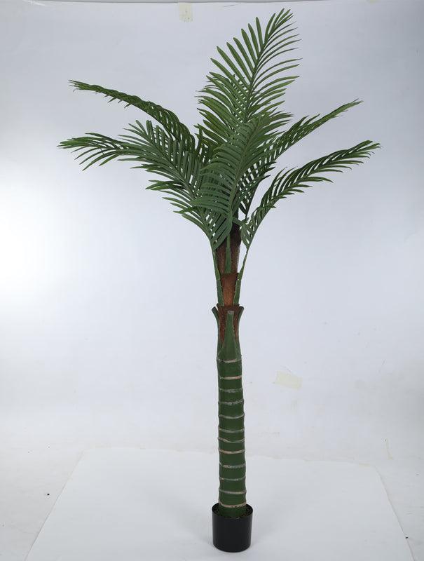 Artificial Plants - Faux Tall Feather Palm Plant With Pot - 6.56 ft