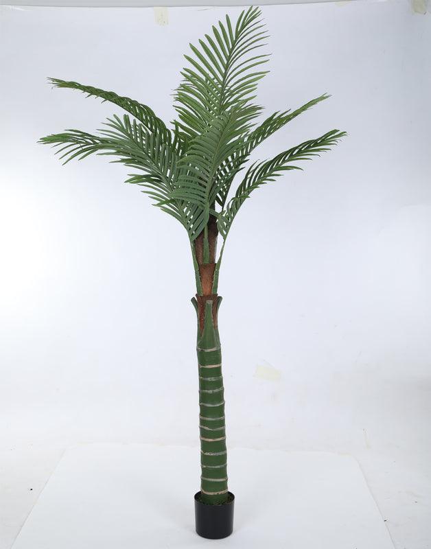 Artificial Plants - Faux Tall Feather Palm Plant With Pot - 6.56 ft