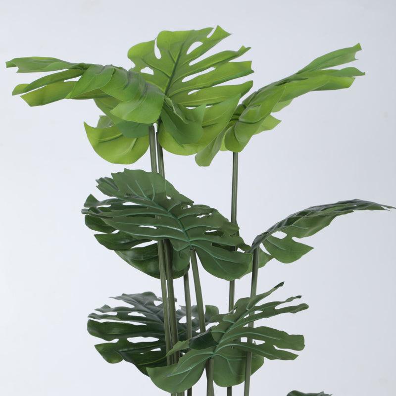 Artificial Plants - Faux Tall Green Monstera Swiss Cheese Plant With Pot - 3.94 ft