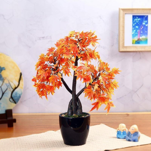 Artificial Plants - Faux Tall Maple Bonsai (39 cms) - Red