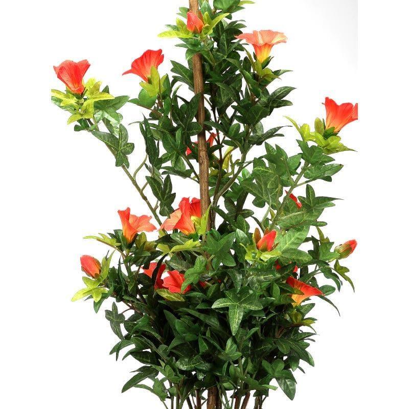 Artificial Plants - Faux Tall Morning Glory Bonsai In Ceramic Pot (50 cms) - Orange