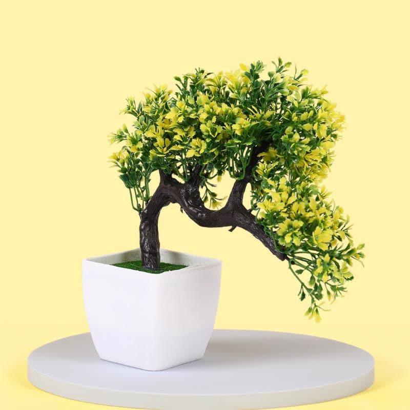 Artificial Plants - Faux Tilted Bonsai In Plastic Pot - 25 cms