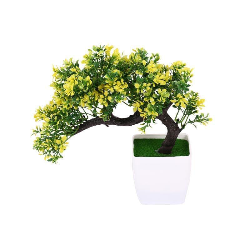 Artificial Plants - Faux Tilted Bonsai In Plastic Pot - 25 cms