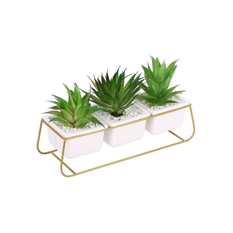 Buy Faux Triad Succulent In Pot - 15.5 cms Artificial Plants from Vaaree